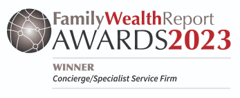 Badge showing that Trove won best Concierge/Specialist Service Firm in the 2023 Family Wealth Report Awards